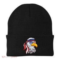 Patriotic Bald Eagle Mullet USA American Flag 4th Of July Beanie thumb 0