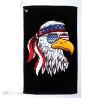 Patriotic Bald Eagle Mullet USA American Flag 4th Of July Golf Towel thumb 0