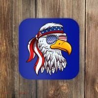 Patriotic Bald Eagle Mullet USA American Flag 4th Of July Coaster thumb 0