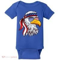 Patriotic Bald Eagle Mullet USA American Flag 4th Of July Baby Bodysuit thumb 0