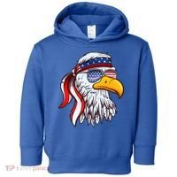 Patriotic Bald Eagle Mullet USA American Flag 4th Of July Toddler Hoodie thumb 0