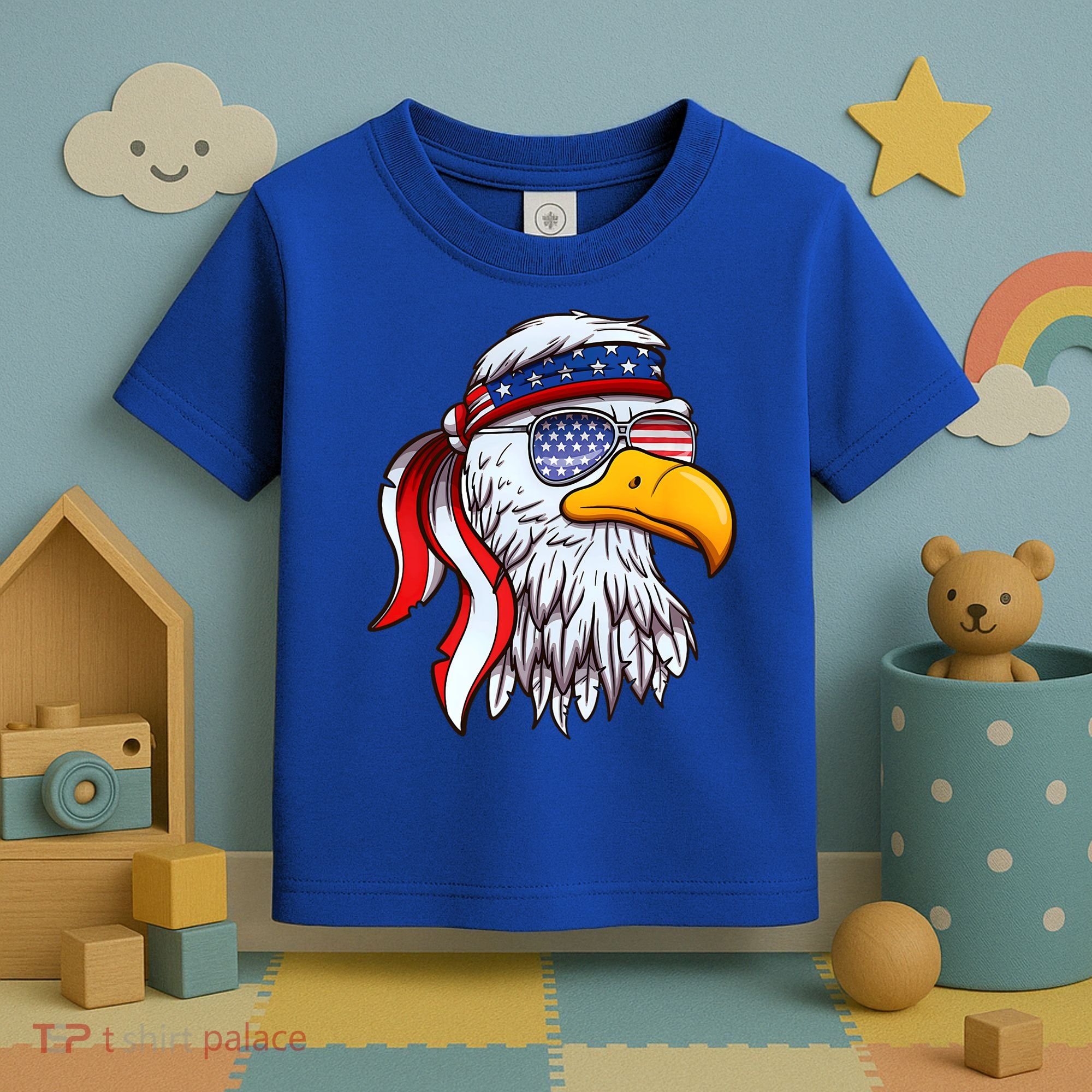Patriotic Bald Eagle Mullet USA American Flag 4th Of July Toddler T-Shirt