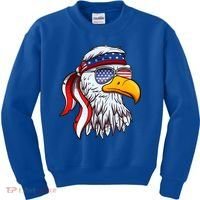 Patriotic Bald Eagle Mullet USA American Flag 4th Of July Kids Sweatshirt thumb 0