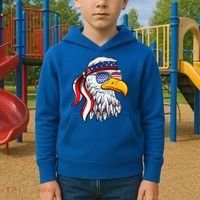 Patriotic Bald Eagle Mullet USA American Flag 4th Of July Kids Hoodie thumb 2