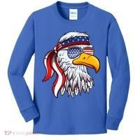 Patriotic Bald Eagle Mullet USA American Flag 4th Of July Kids Long Sleeve Shirt thumb 0