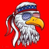 Patriotic Bald Eagle Mullet USA American Flag 4th Of July Santa Hat thumb 1