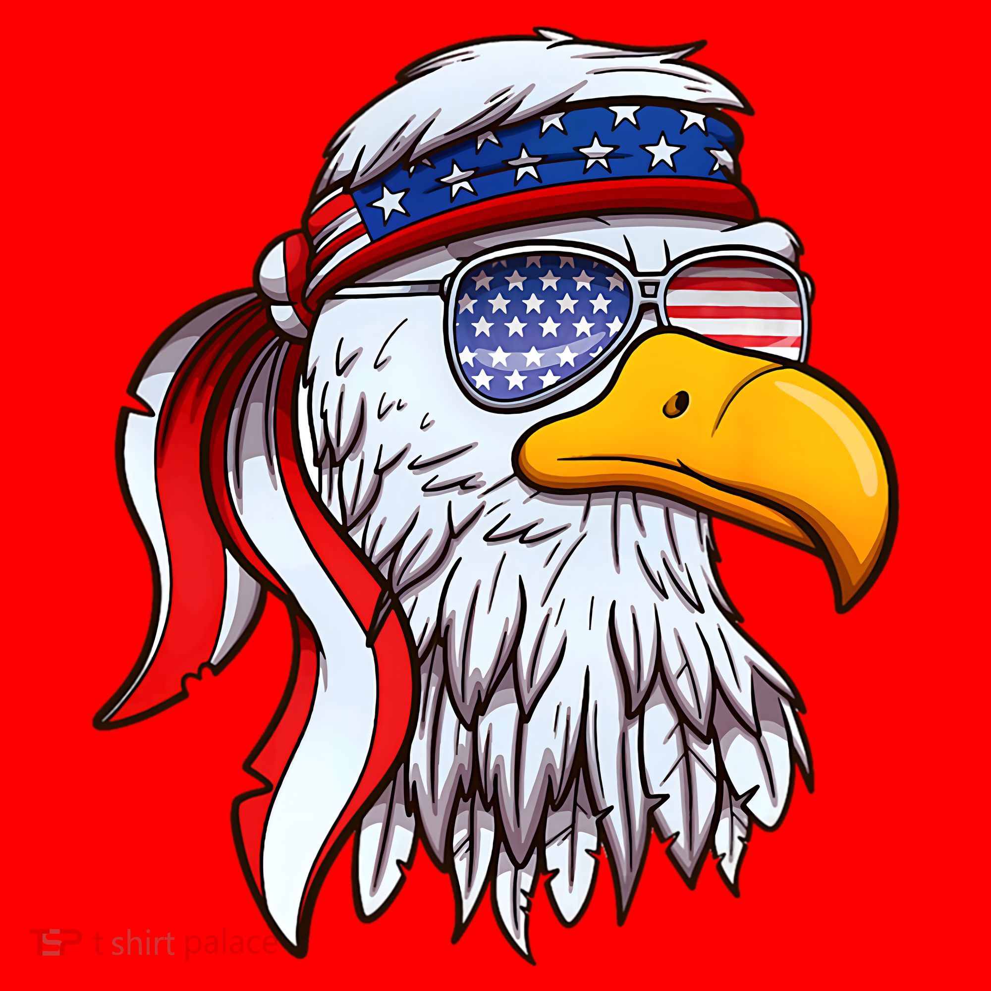 Patriotic Bald Eagle Mullet USA American Flag 4th Of July Santa Hat