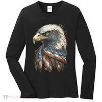 Patriotic Bald Eagle 4th Of July Usa American Flag Women's Long Sleeve Shirt thumb 0
