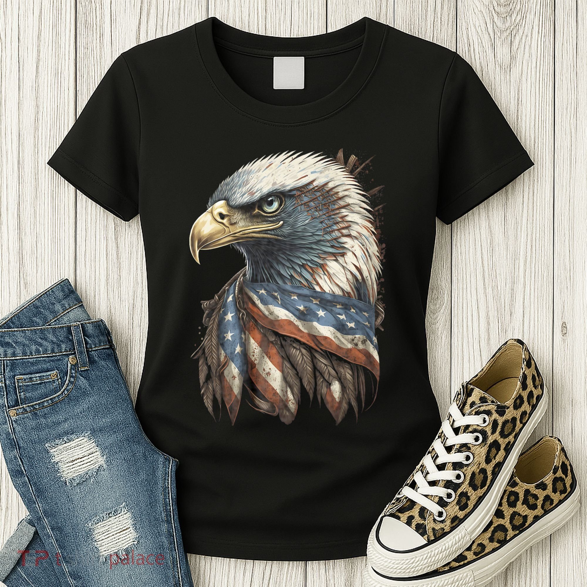 Patriotic Bald Eagle 4th Of July Usa American Flag Women's T-Shirt