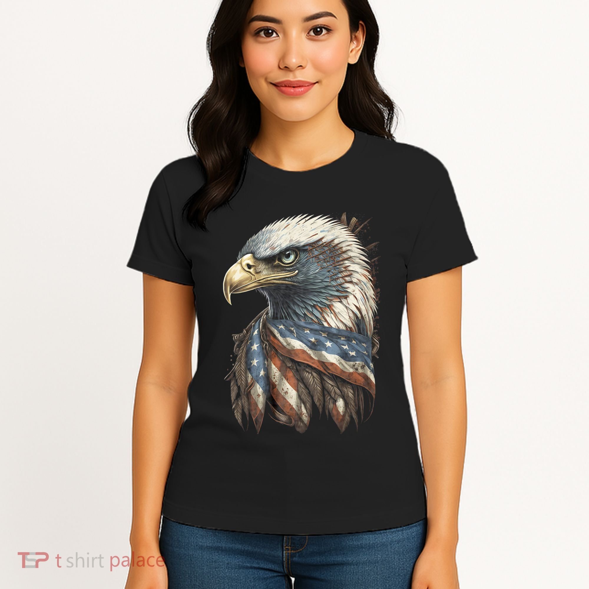 Patriotic Bald Eagle 4th Of July Usa American Flag Women's T-Shirt