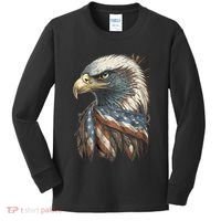 Patriotic Bald Eagle 4th Of July Usa American Flag Kids Long Sleeve Shirt thumb 0
