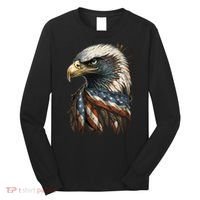 Patriotic Bald Eagle 4th Of July Men USA American Flag Long Sleeve Shirt thumb 0
