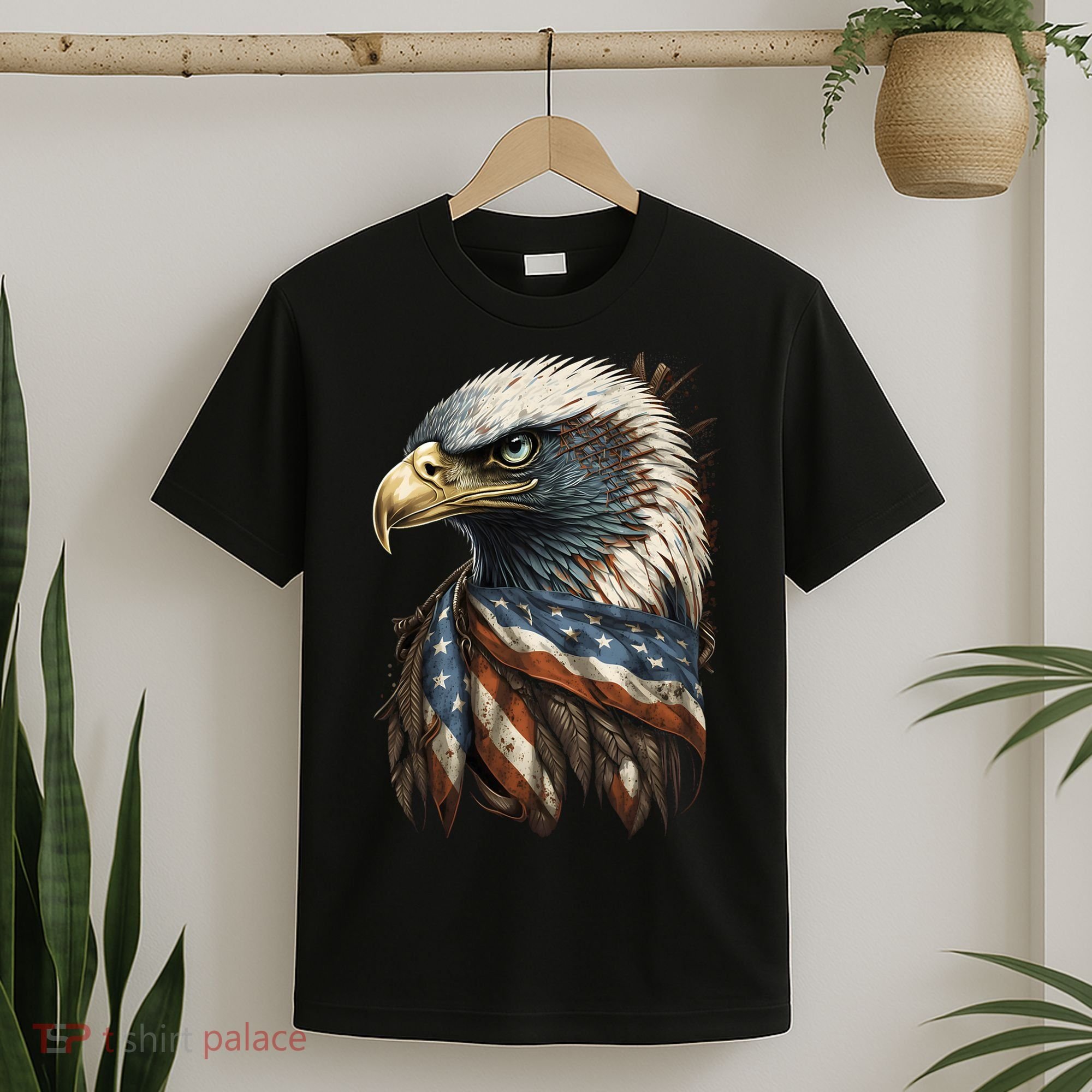 Patriotic Bald Eagle 4th Of July Men USA American Flag T-Shirt