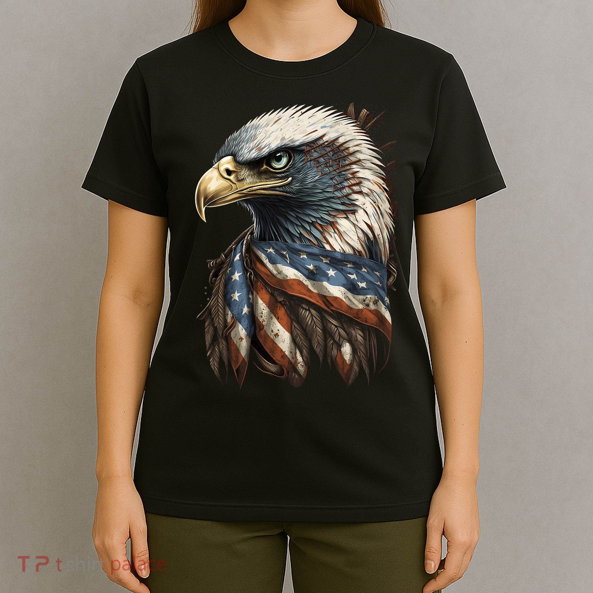 Patriotic Bald Eagle 4th Of July Men USA American Flag T-Shirt
