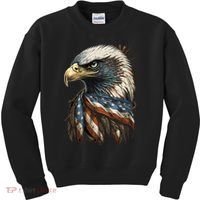 Patriotic Bald Eagle 4th Of July Men USA American Flag Kids Sweatshirt thumb 0