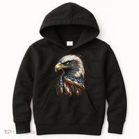 Patriotic Bald Eagle 4th Of July Men USA American Flag Kids Hoodie thumb 0