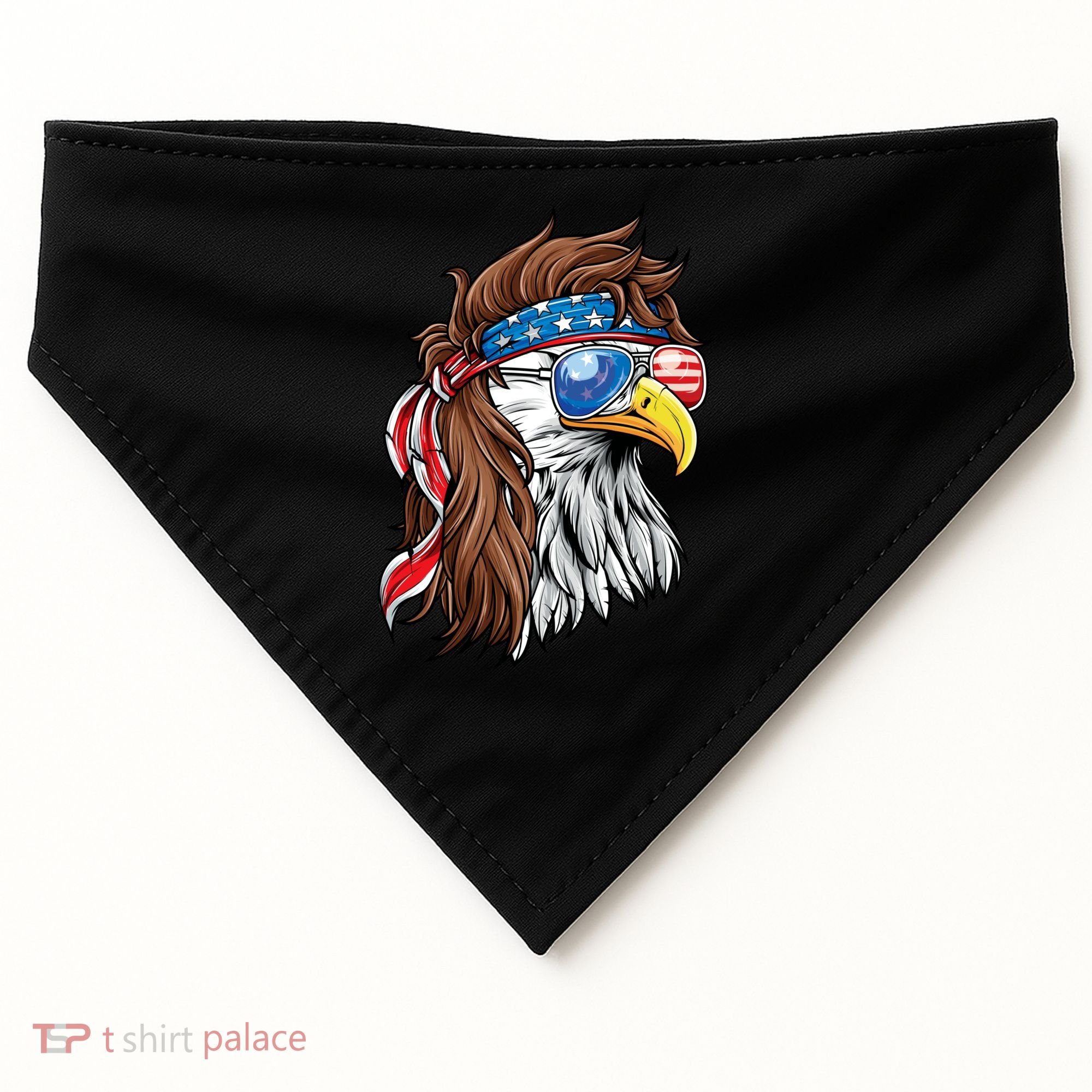 Patriotic Bald Eagle Mullet USA American Flag 4th Of July USA-Made Doggie Bandana