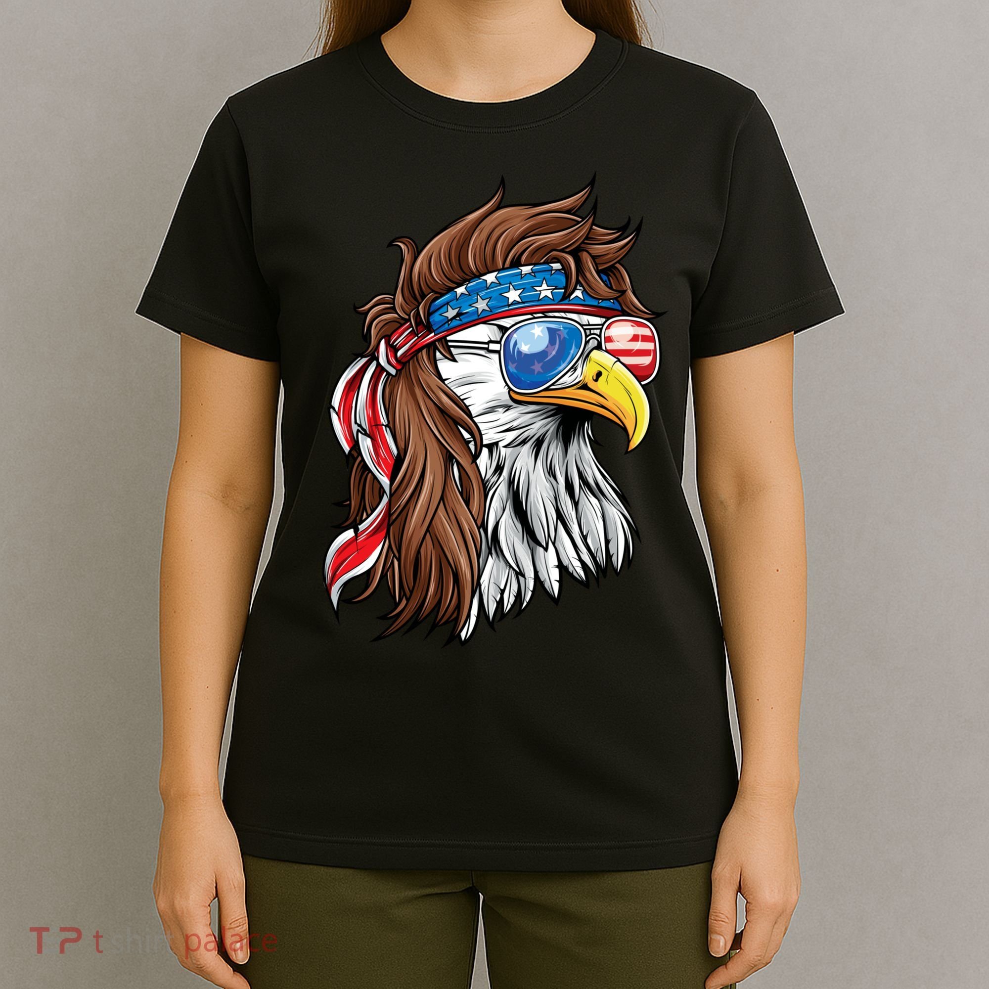 Patriotic Bald Eagle Mullet USA American Flag 4th Of July T-Shirt