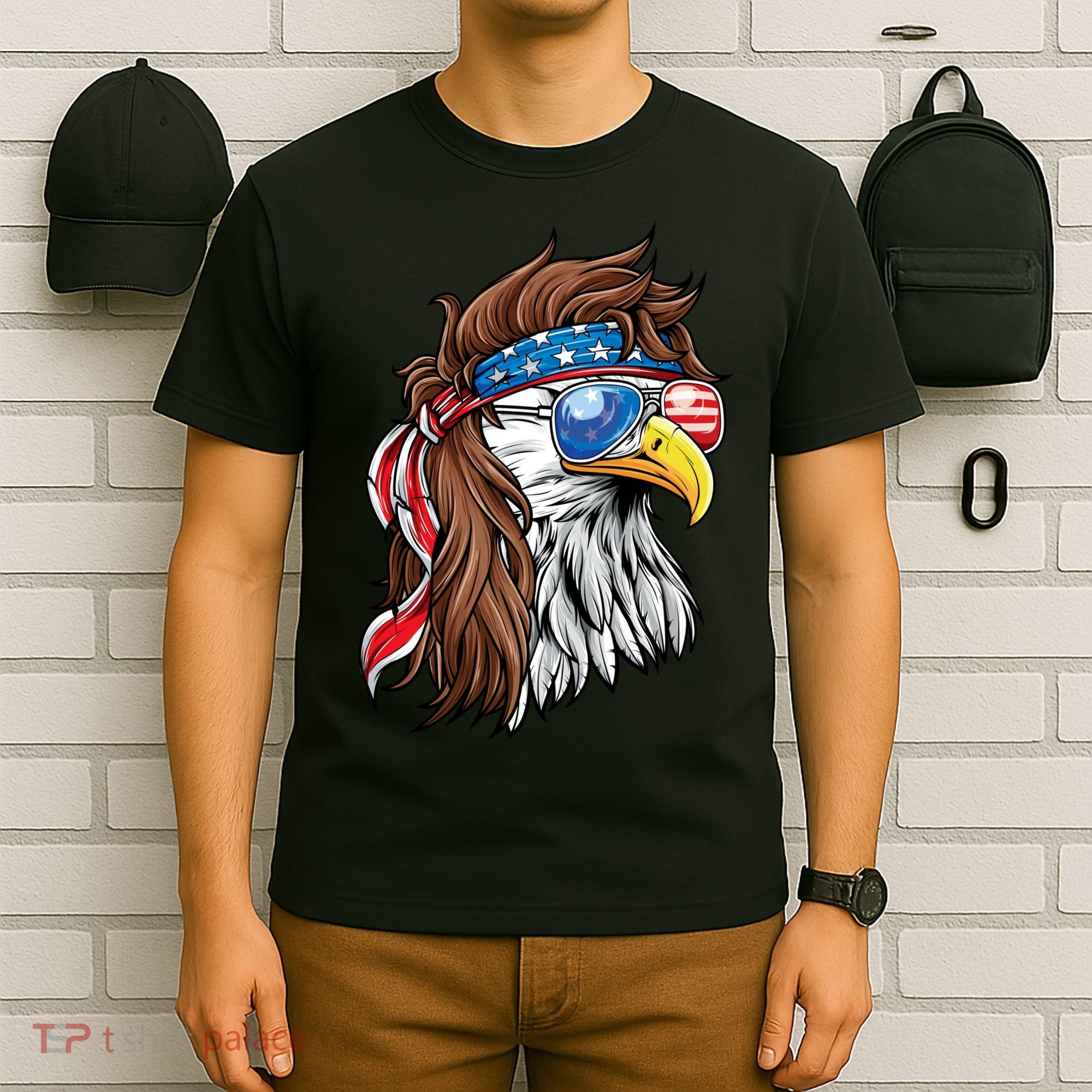 Patriotic Bald Eagle Mullet USA American Flag 4th Of July T-Shirt