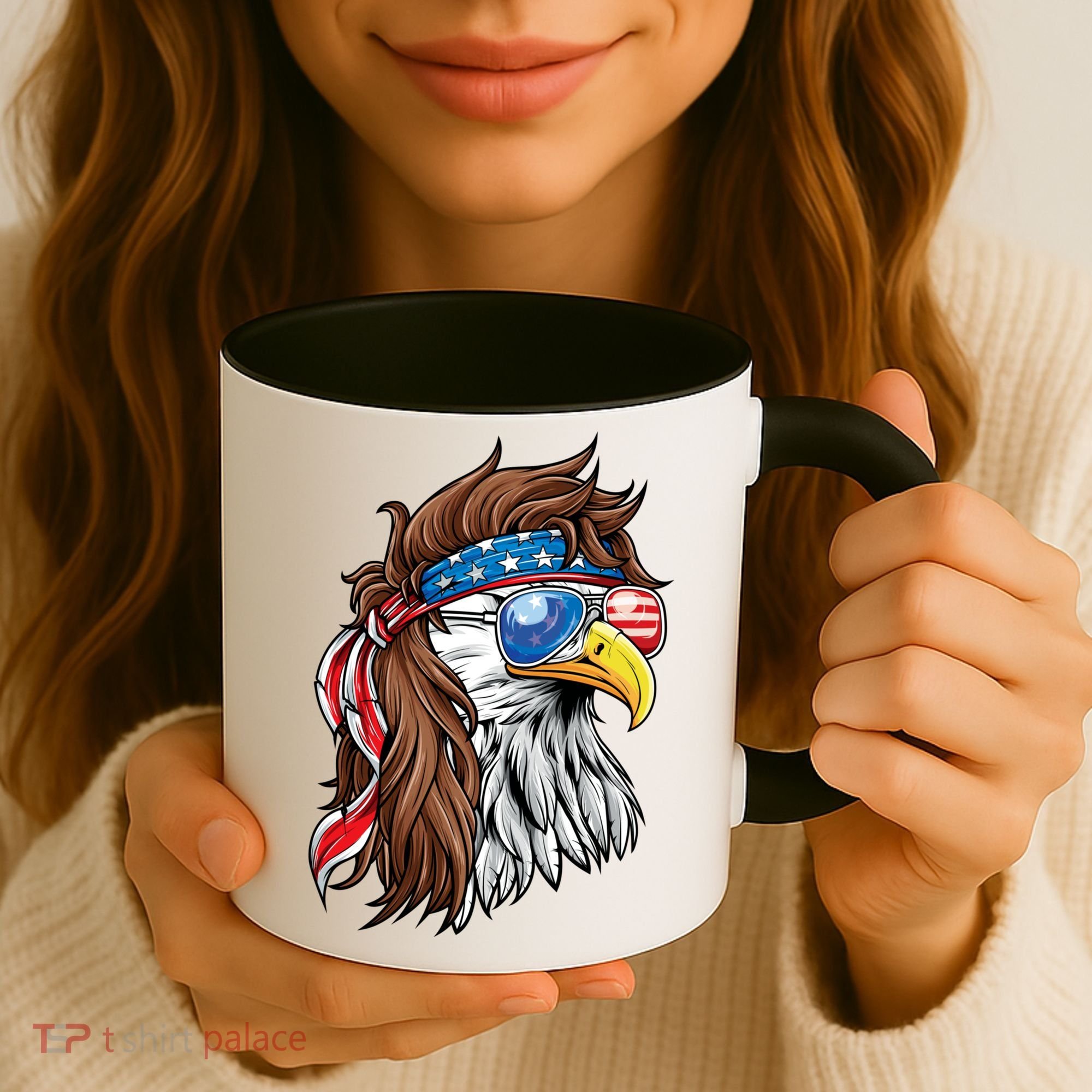 Patriotic Bald Eagle Mullet USA American Flag 4th Of July Coffee Mug