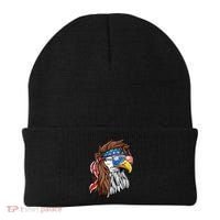 Patriotic Bald Eagle Mullet USA American Flag 4th Of July Beanie thumb 0
