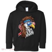 Patriotic Bald Eagle Mullet USA American Flag 4th Of July Toddler Hoodie thumb 0