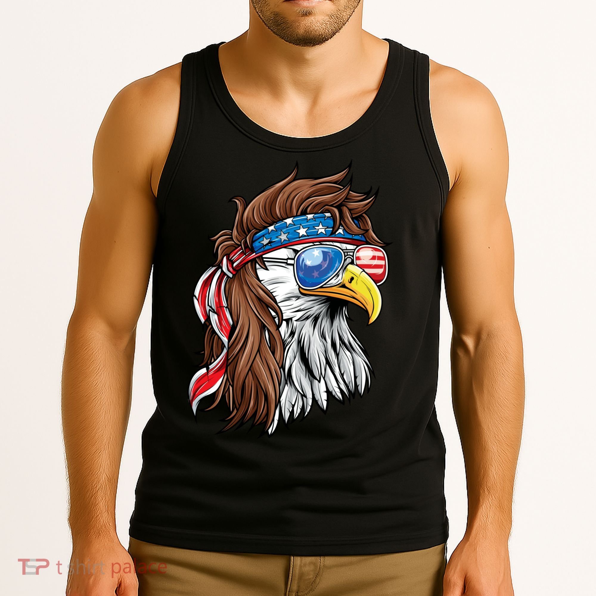 Patriotic Bald Eagle Mullet USA American Flag 4th Of July Tank Top