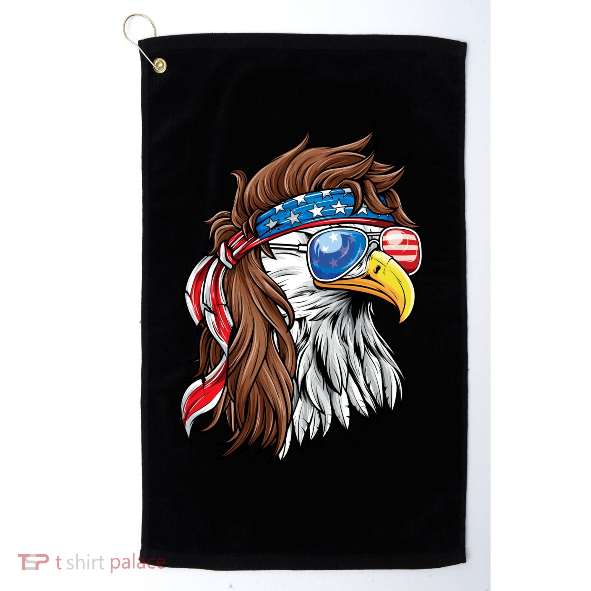 Patriotic Bald Eagle Mullet USA American Flag 4th Of July Golf Towel