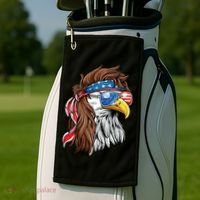 Patriotic Bald Eagle Mullet USA American Flag 4th Of July Golf Towel thumb 2