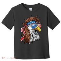 Patriotic Bald Eagle Mullet USA American Flag 4th Of July Toddler T-Shirt thumb 0