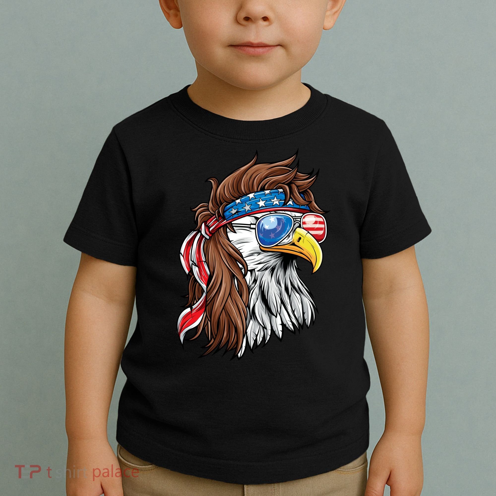 Patriotic Bald Eagle Mullet USA American Flag 4th Of July Toddler T-Shirt