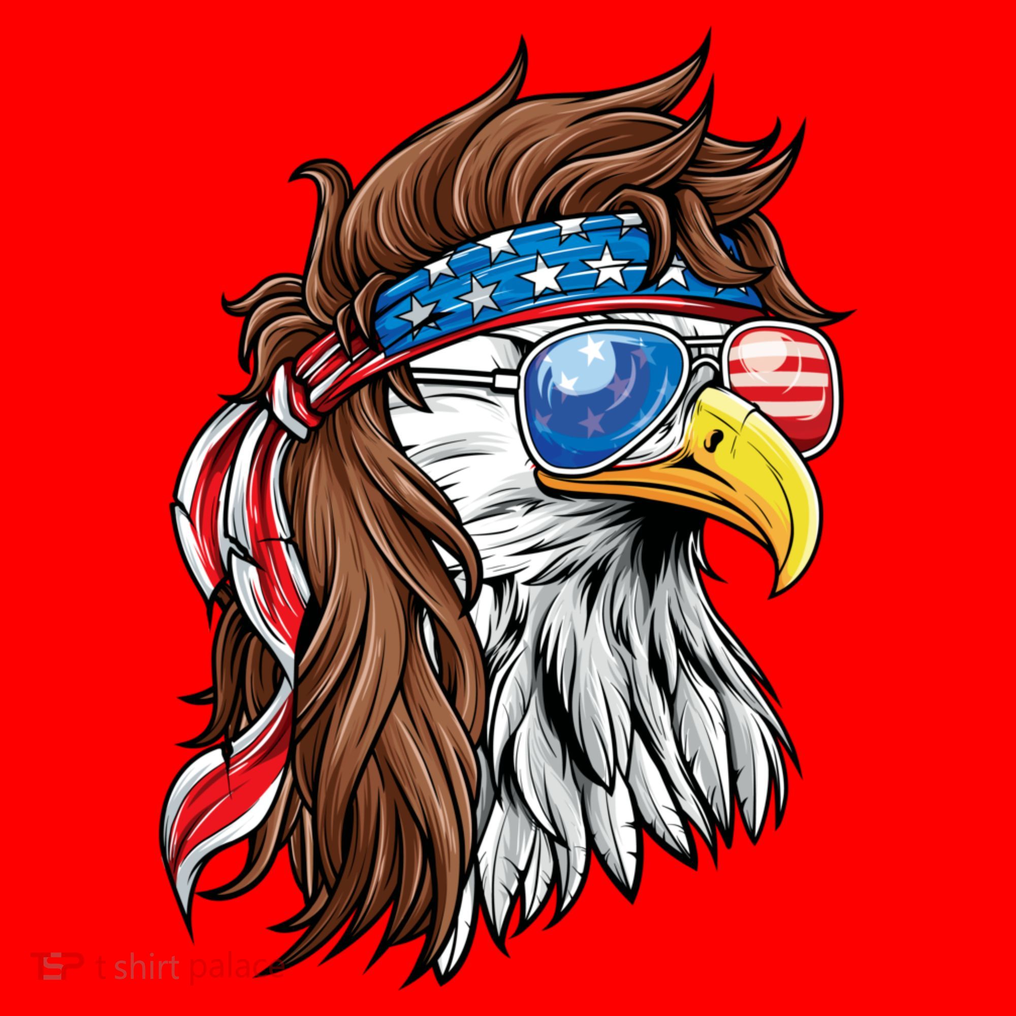 Patriotic Bald Eagle Mullet USA American Flag 4th Of July Santa Hat