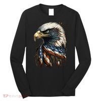 Patriotic Bald Eagle 4th Of July USA American Flag Long Sleeve Shirt thumb 0