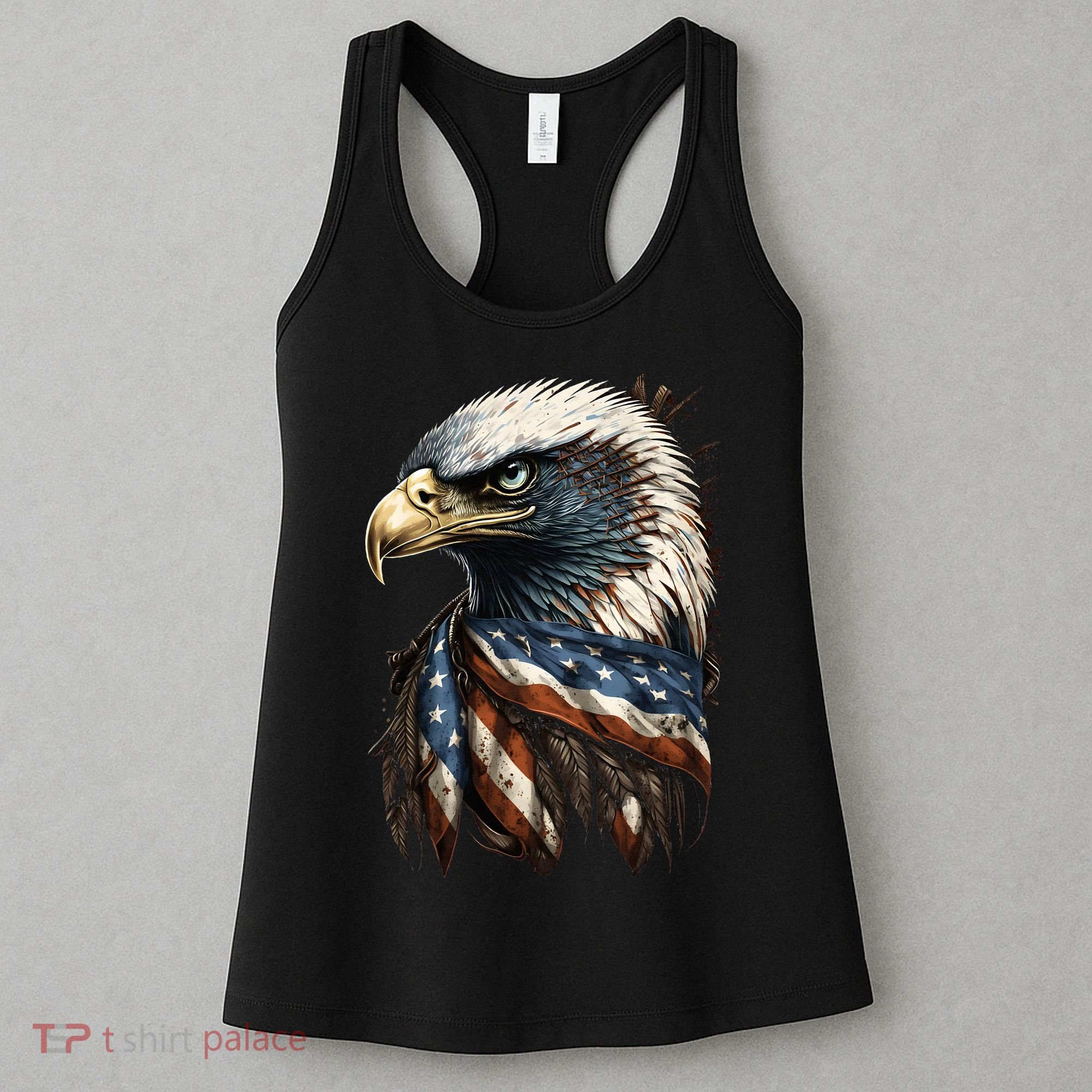 Patriotic Bald Eagle 4th Of July USA American Flag Women's Tank Top