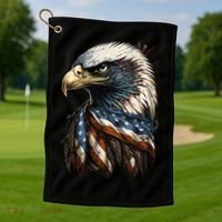 Patriotic Bald Eagle 4th Of July USA American Flag Golf Towel thumb 1