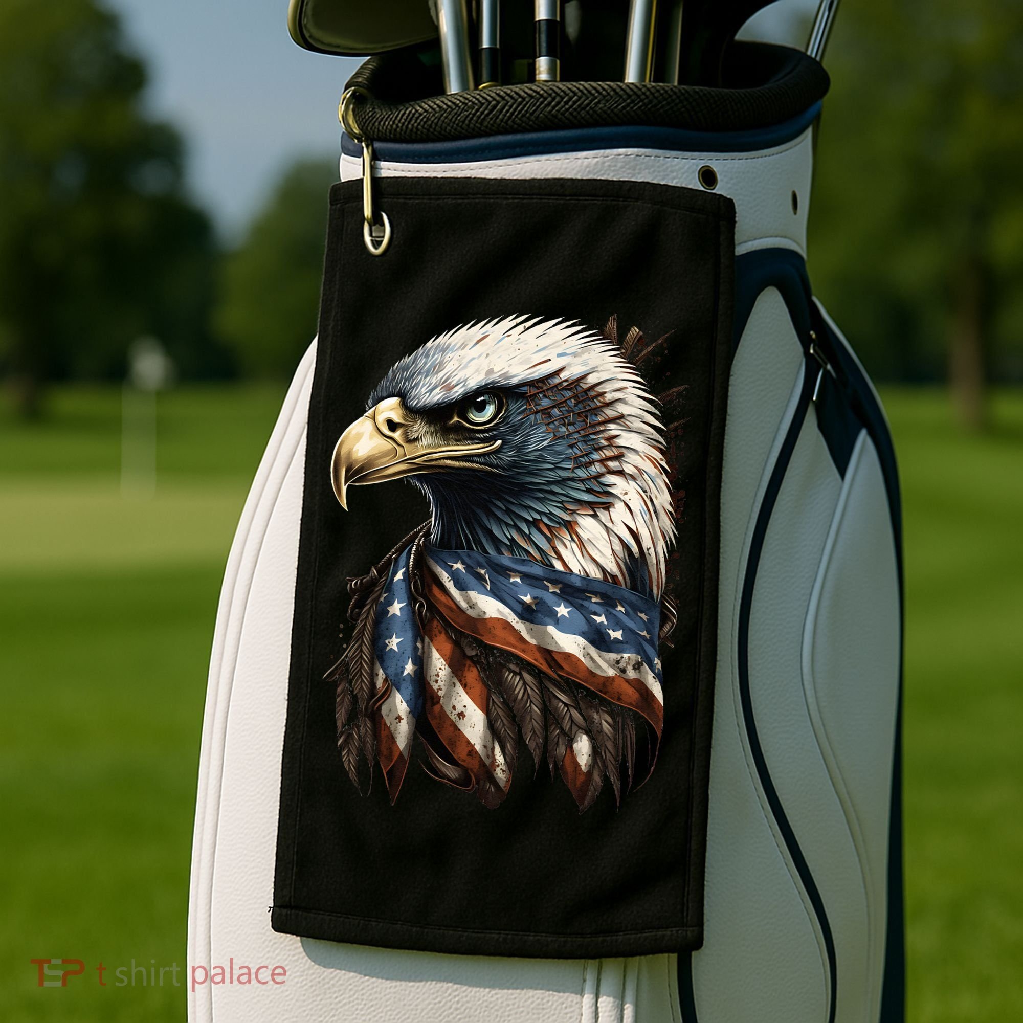 Patriotic Bald Eagle 4th Of July USA American Flag Golf Towel