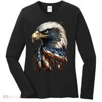 Patriotic Bald Eagle 4th Of July USA American Flag Women's Long Sleeve Shirt thumb 0