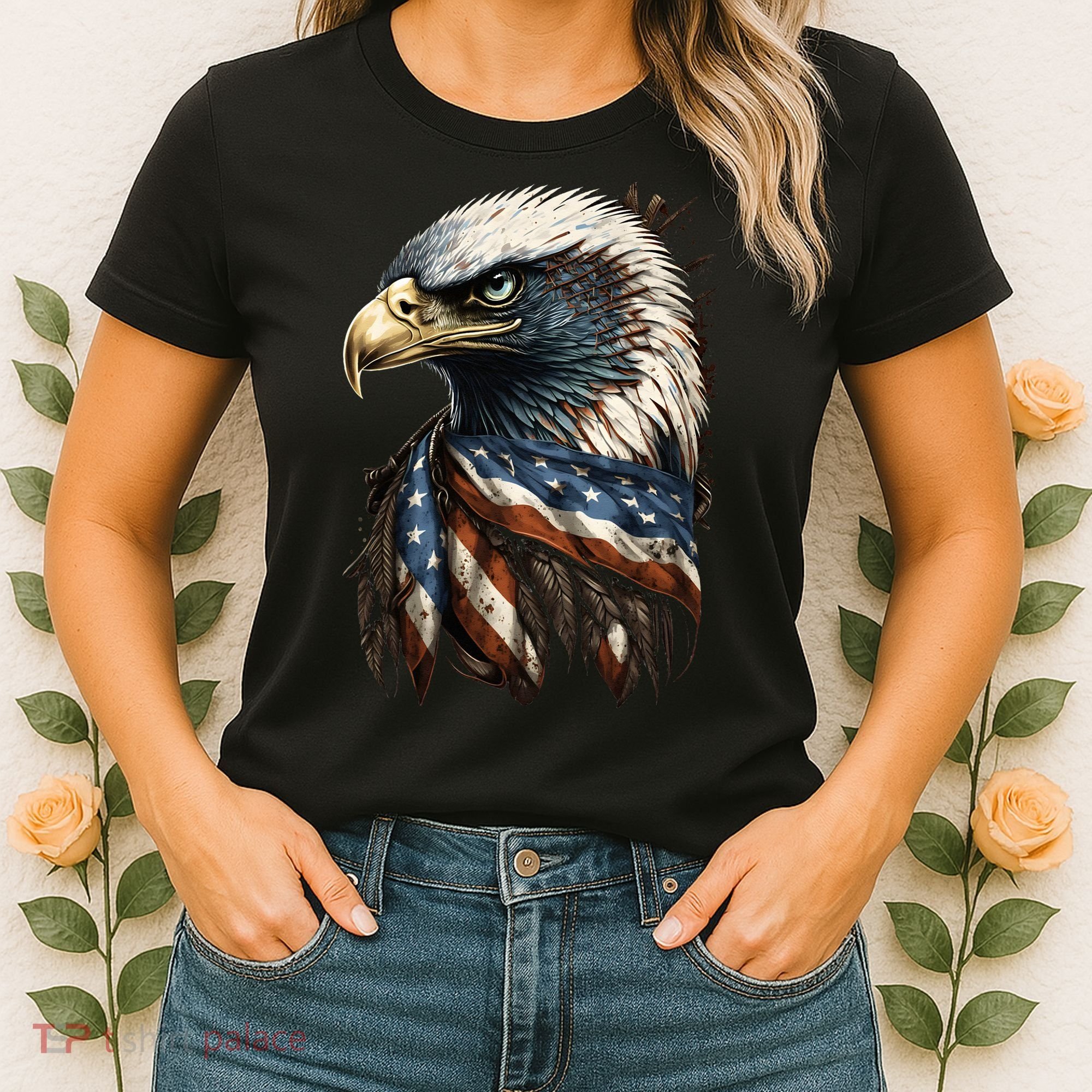 Patriotic Bald Eagle 4th Of July USA American Flag Women's T-Shirt
