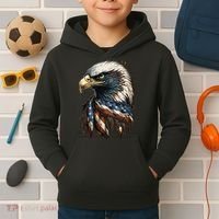 Patriotic Bald Eagle 4th Of July USA American Flag Kids Hoodie thumb 2