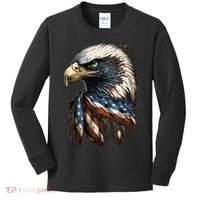 Patriotic Bald Eagle 4th Of July USA American Flag Kids Long Sleeve Shirt thumb 0