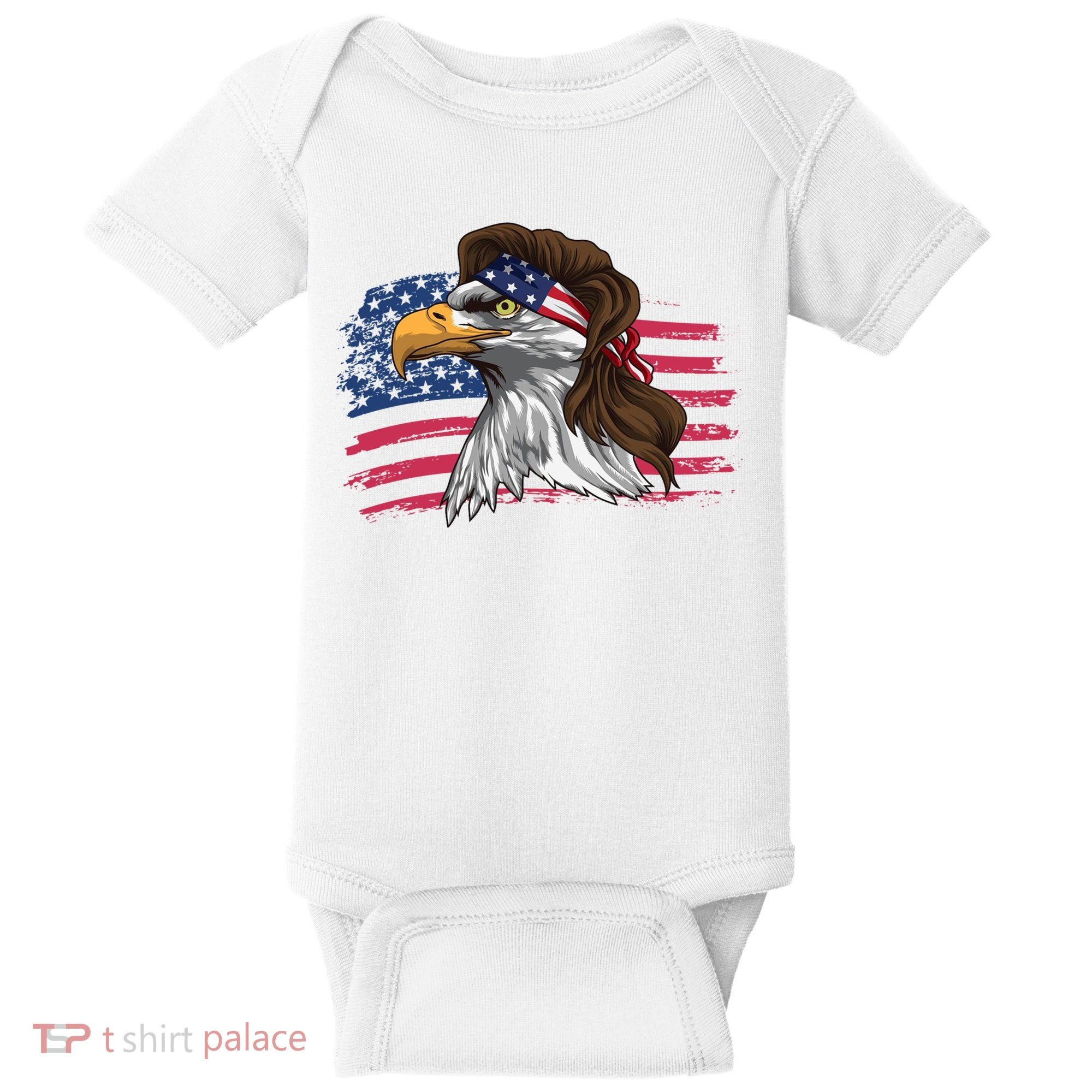 Patriotic Bald Eagle Mullet Usa American Flag 4th Of July Great Gift Baby Bodysuit