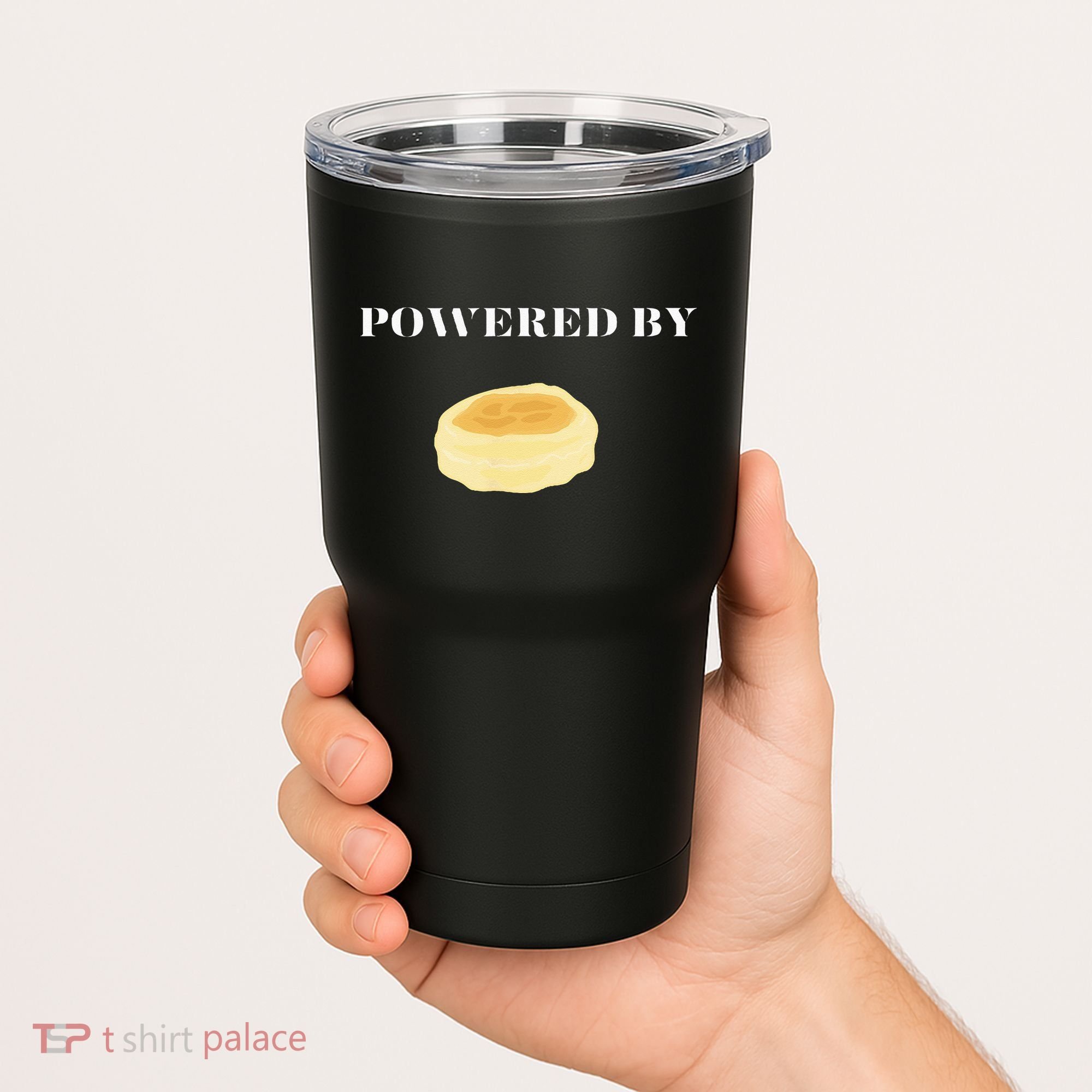 Powered By English Muffins Tumbler