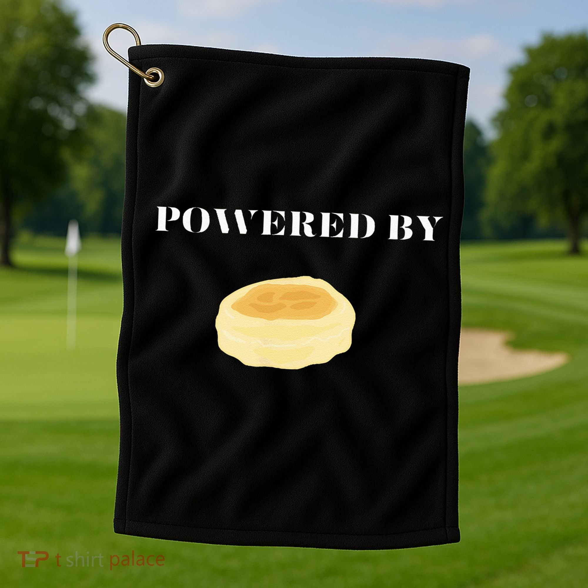 Powered By English Muffins Golf Towel