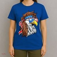 Patriotic Bald Eagle Mullet USA American Flag 4th Of July T-Shirt thumb 4