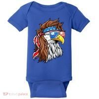 Patriotic Bald Eagle Mullet USA American Flag 4th Of July Baby Bodysuit thumb 0