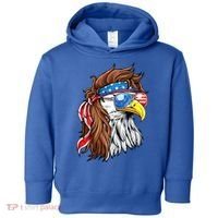 Patriotic Bald Eagle Mullet USA American Flag 4th Of July Toddler Hoodie thumb 0