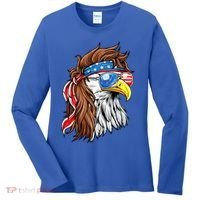 Patriotic Bald Eagle Mullet USA American Flag 4th Of July Women's Long Sleeve Shirt thumb 0