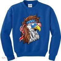 Patriotic Bald Eagle Mullet USA American Flag 4th Of July Kids Sweatshirt thumb 0