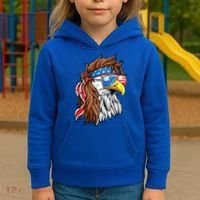 Patriotic Bald Eagle Mullet USA American Flag 4th Of July Kids Hoodie thumb 3