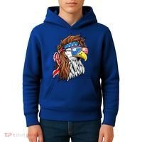 Patriotic Bald Eagle Mullet USA American Flag 4th Of July Kids Hoodie thumb 4